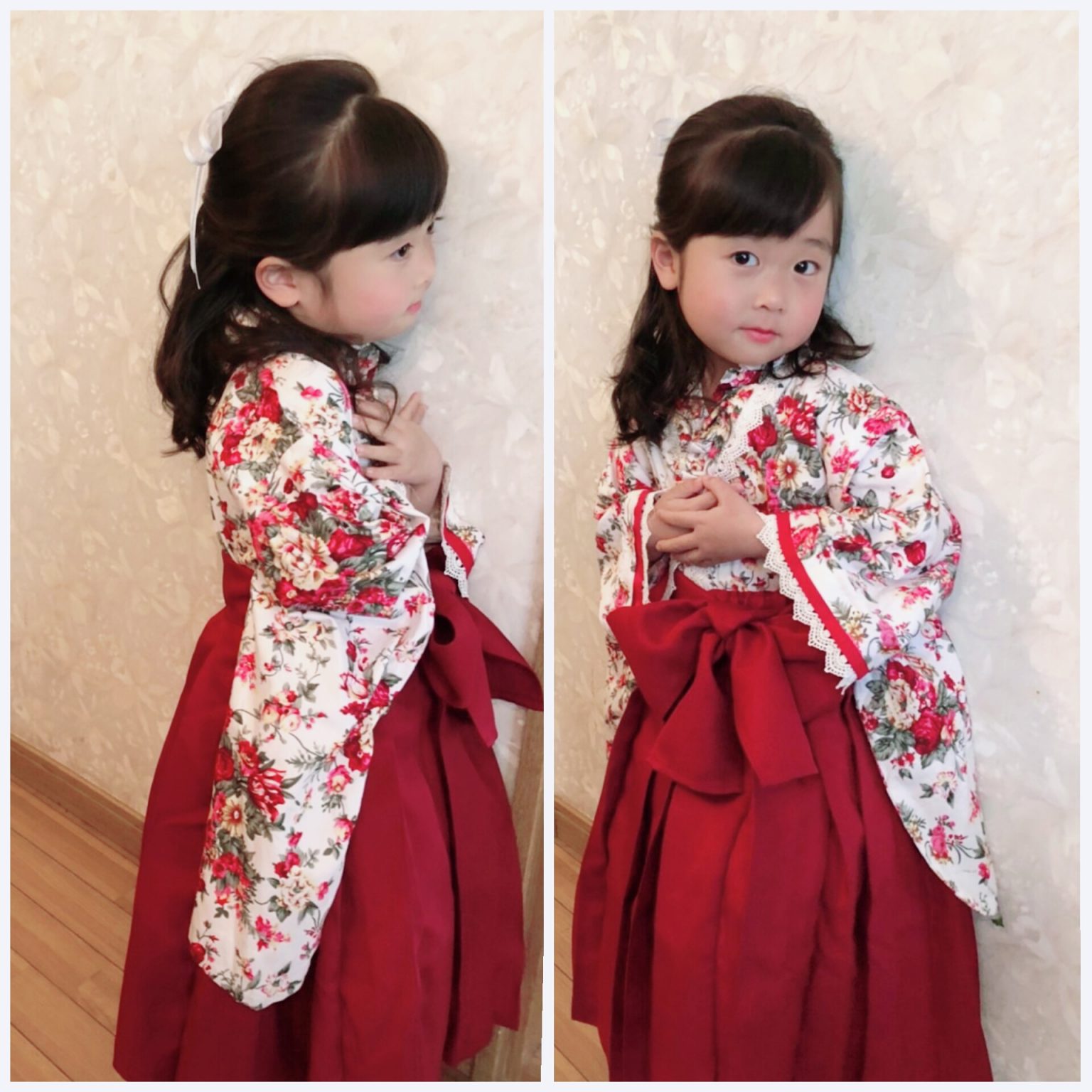 卒園記念に可愛い髪型と袴ドレスで写真が撮れます。